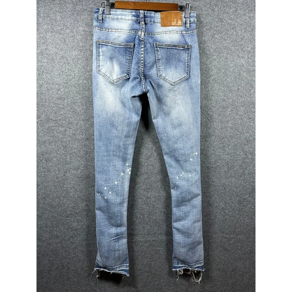 Waimea Mens‎ Size 30 Stacked Fit Ripped Distressed Denim Jeans Light Wash